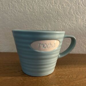Starbucks Blue Ribbed Ceramic Mug with Handle